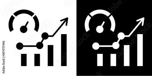 Performance Metrics  Icon Set White Glyph Style Collection