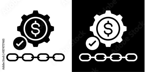 Value Chain  Icon Set White Glyph Style Collection