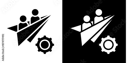 Team Alignment  Icon Set White Glyph Style Collection