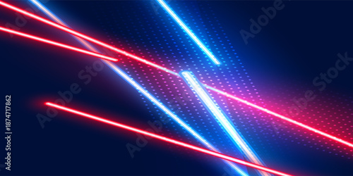 Intersecting glowing laser  security  beams on a dark background.Art design shine light ray.Laser field.