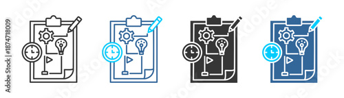  Planning icon set multiple style collection	