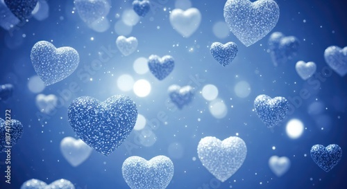 Blue Heart Floating Background for Romantic Designs and Love Theme Graphics