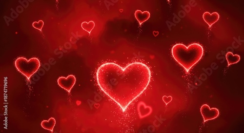 Red Heart Background with Sparkles for Romantic Designs, Wallpapers, and Valentine's Day Celebrations
