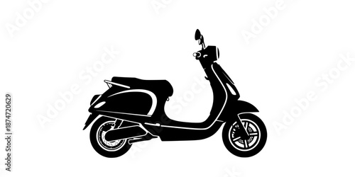 Electric scooter autoped vector high quality black icon isolated on white background
