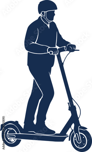 Electric scooter autoped vector high quality black icon isolated on white background
