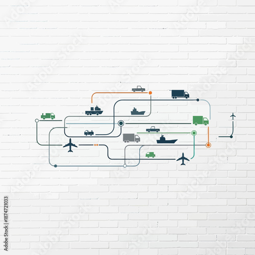 Logistics and Transportation Network Diagram.