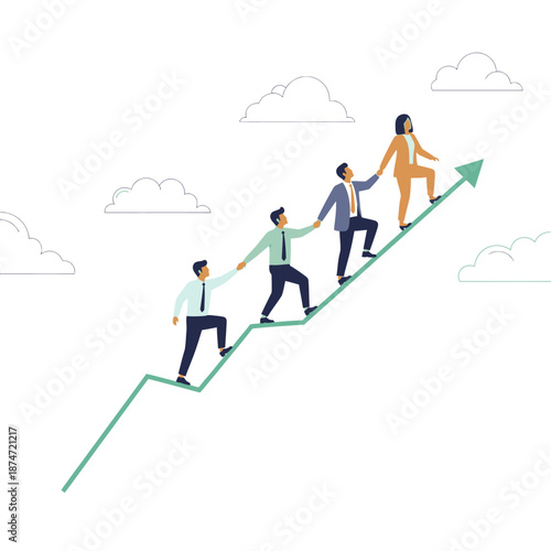 Teamwork and Leadership Climbing Success Together.