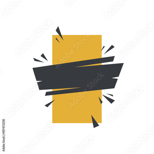 Torn Yellow Paper with Black Strip.