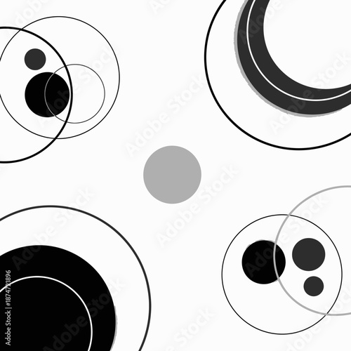 Black and White Circles Overlapping Shapes.