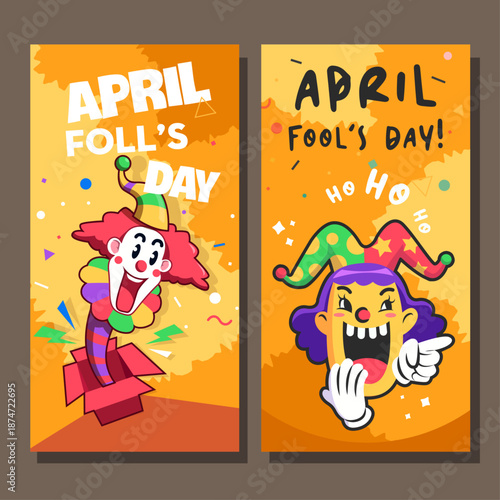 Fools Day Poster Template Clown Design