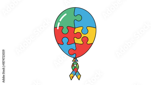 Autism Awareness Balloon Puzzle Pieces