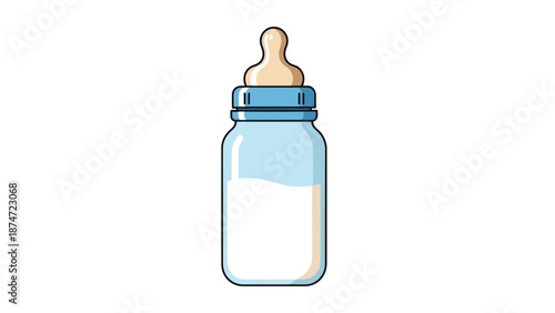 Baby Bottle with Milk Isolated on White