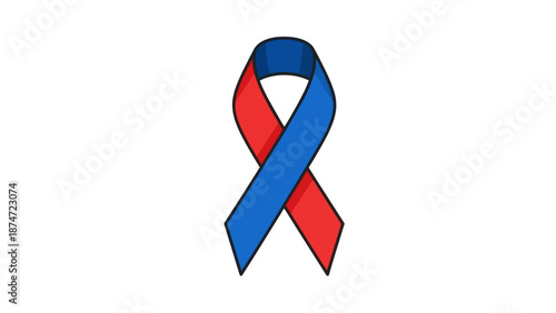 Awareness Ribbon Red and Blue Symbol