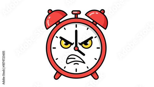 Angry Alarm Clock Cartoon Illustration