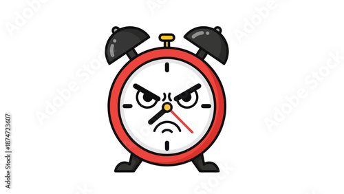 Angry alarm clock cartoon character illustration