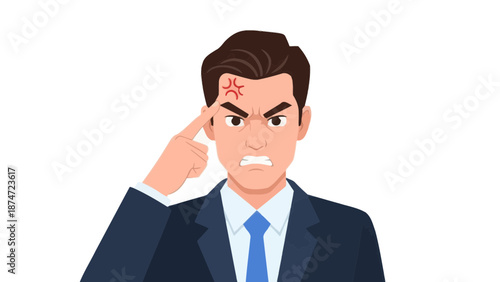 Angry businessman with furious expression and finger pointing