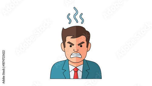 Angry businessman with steam coming out of his head