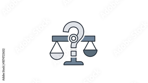 Balance question mark icon. Decision uncertainty concept