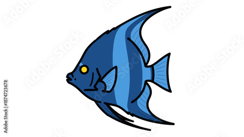 Blue Angelfish Illustration, Tropical Fish