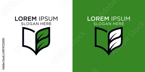 Book logo designs with green and white color schemes, perfect for educational or publishing brands, conveying growth, knowledge, and innovation, Combination book and nature logo