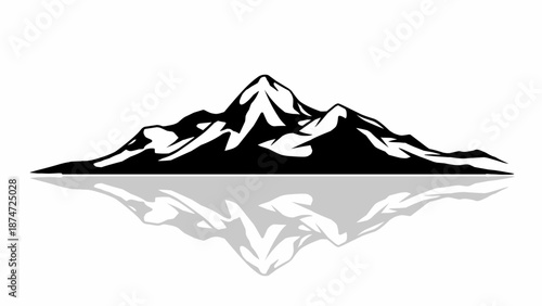mountain landscape vector illustration with silhouette reflection shape 