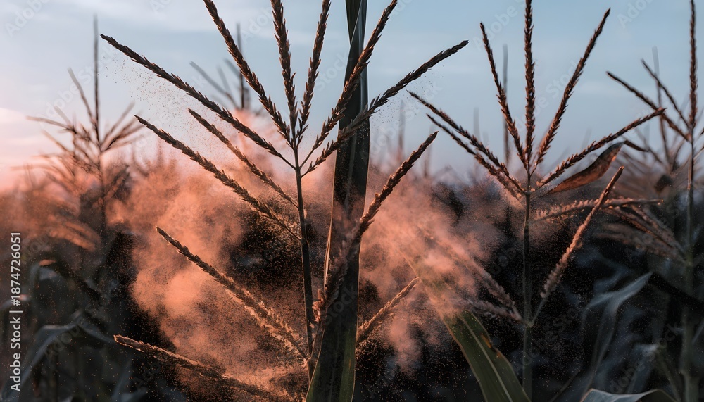 Obraz premium Reeds and grass field glowing in soft morning and sunset light
