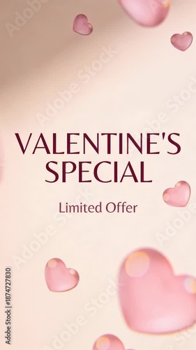 Romantic celebration with hearts and special offers for a dreamy Valentine's occasion