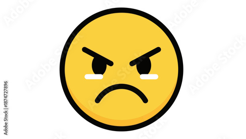 Angry face emoji icon. Bad mood symbol