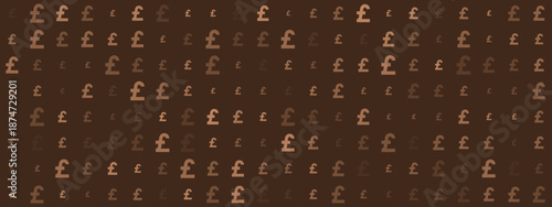 Brown Background with British Pound Symbols for Financial Design and Marketing