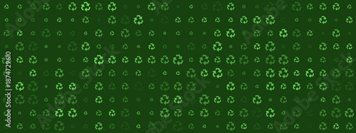 Recycling Symbols Pattern on Green Background for Eco-Friendly Design and Sustainability Concepts