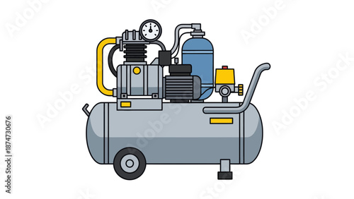 Air compressor vector illustration. Industrial equipment.