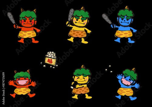 節分用　可愛い鬼のアニメーション動画素材セット