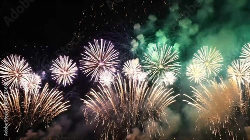 Colorful Fireworks Explosion In Night Sky Celebrating Festival Event Holiday Joy And Spectacular Light Show