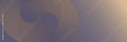 Abstract Concentric Circles and Overlapping Rings on a Warm Orange and Purple Gradient Background