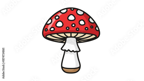 Amanita Muscaria Mushroom Cartoon Illustration