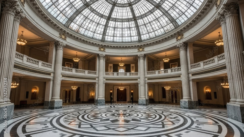 Obraz premium Grand interior of a luxurious building with a large dome