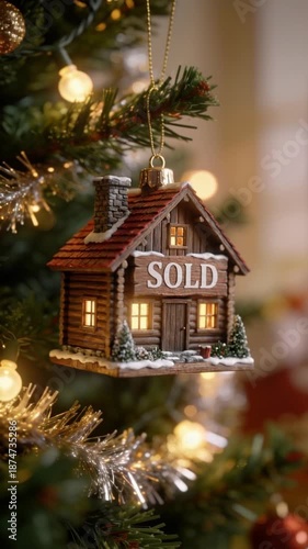 Charming Christmas ornaments decorate a festive tree with warmth and joy around the holidays in a cozy home setting