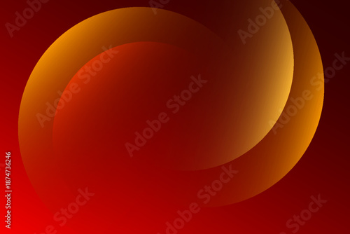 Abstract Warm Orbs Overlapping Orange Red Spheres Against Dark Gradient Background