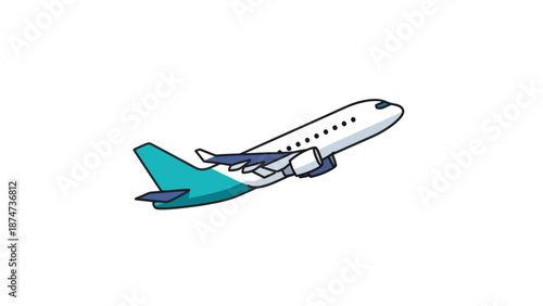 Airplane taking off cartoon illustration