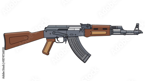 AK-47 Rifle Illustration, Assault Weapon