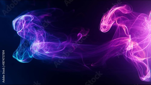 Captivating dance of colorful smoke swirling in a dark space during an artistic display of light and shadows