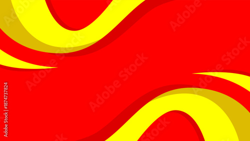 Red abstract curve background with yellow bold circular motion.