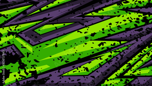 Green black abstract sport background with aggressive paint strokes.