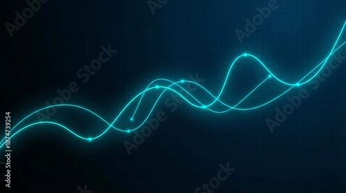 Glowing blue neon waveform on dark background for tech designs