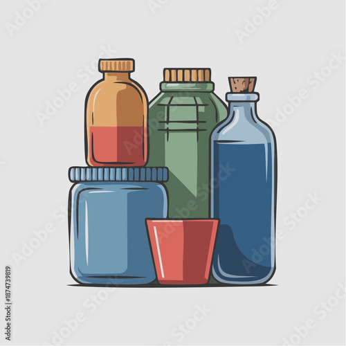 Vector icon bundle about limits, capacity, and rest, abstract container-based symbols