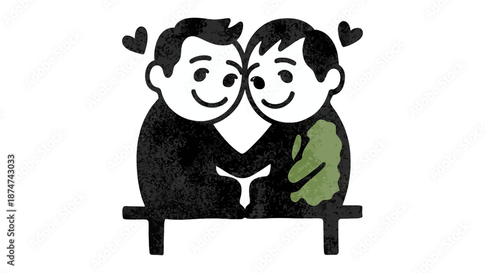 Εκτύπωση καμβά Unwavering Bond: Two figures, their hearts entwined, share a moment of affection, embodying the simplicity and depth of connection, love and togetherness
