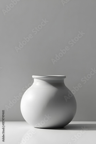 Monochrome Clay Pot on Neutral Background