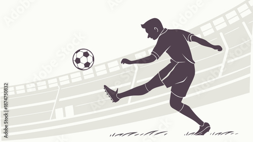 Silhouette of a soccer player kicking a ball, a popular sport and action image.