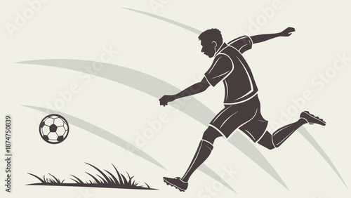 Silhouette of a soccer player kicking a ball, a popular sport and action image.