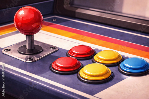 Arcade game control panel with joystick and buttons
